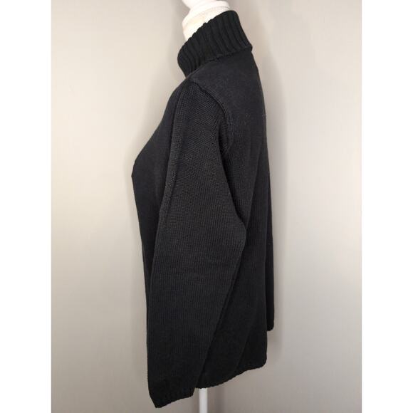 Vintage Tommy Hilfiger embroidered preppy crown logo black turtleneck sweater - Picture 2 of 7